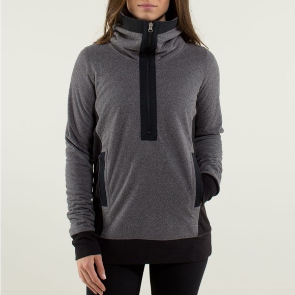 lululemon athletica Jackets & Blazers - Lululemon Post Chaturanga Women’s Pullover Black / Ambient Grey / Black Size 6